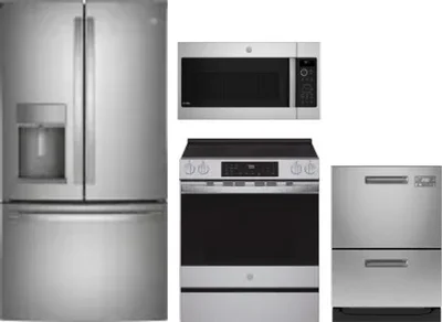4 Piece Package Includes Refrigerator, Range, Microwave And Dishwasher